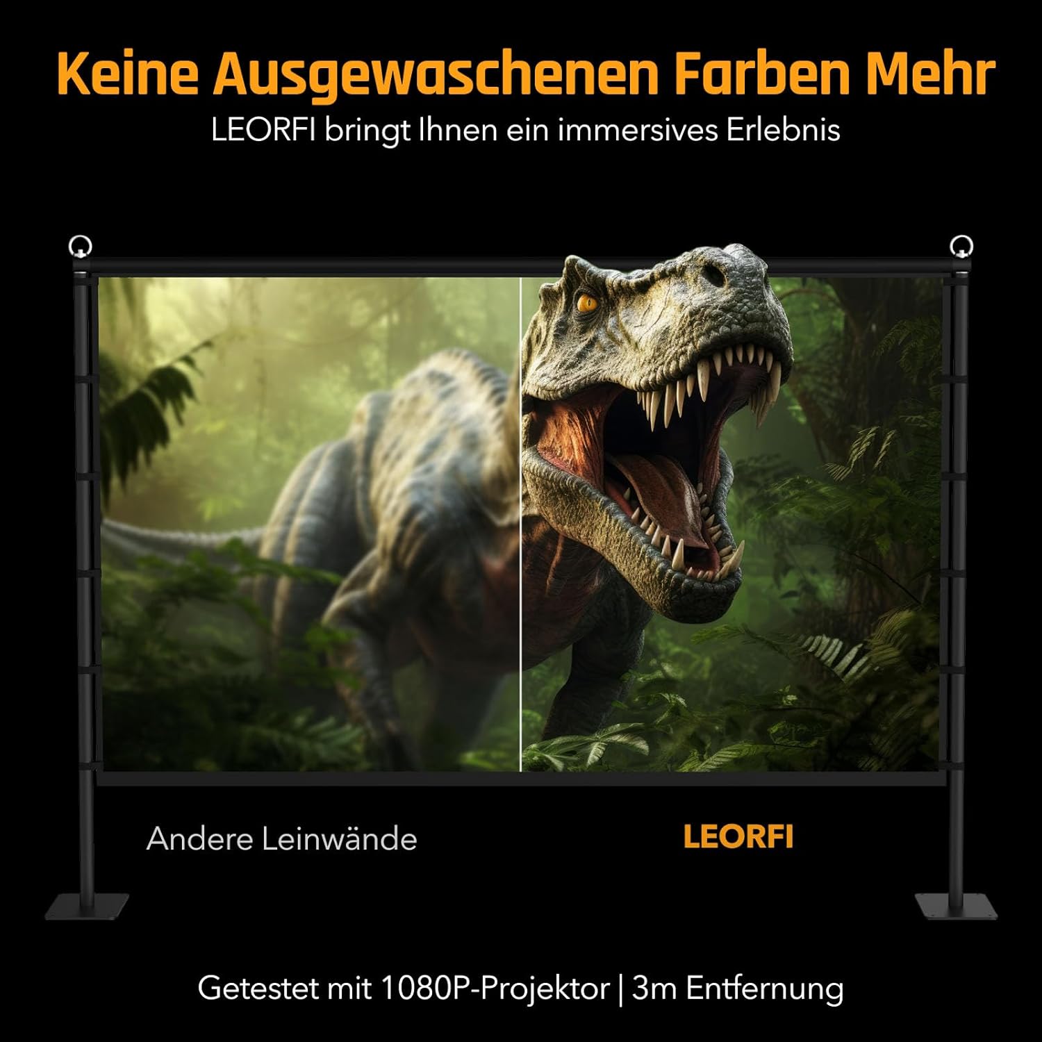 Thumbnail 4 de LEORFI Outdoor-Beamer-Leinwand mit Ständer, 120 Zoll, faltbar (Front-/Rückprojektion)
