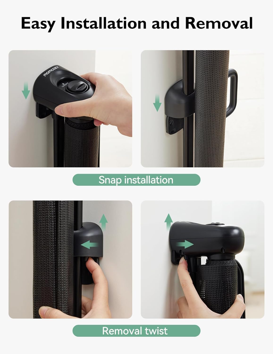 Thumbnail 4 de Retractable Baby Gate by Momcozy — 33" High, Extends to 55" Wide Mesh Gate for Doorways, Stairs and Hallways
