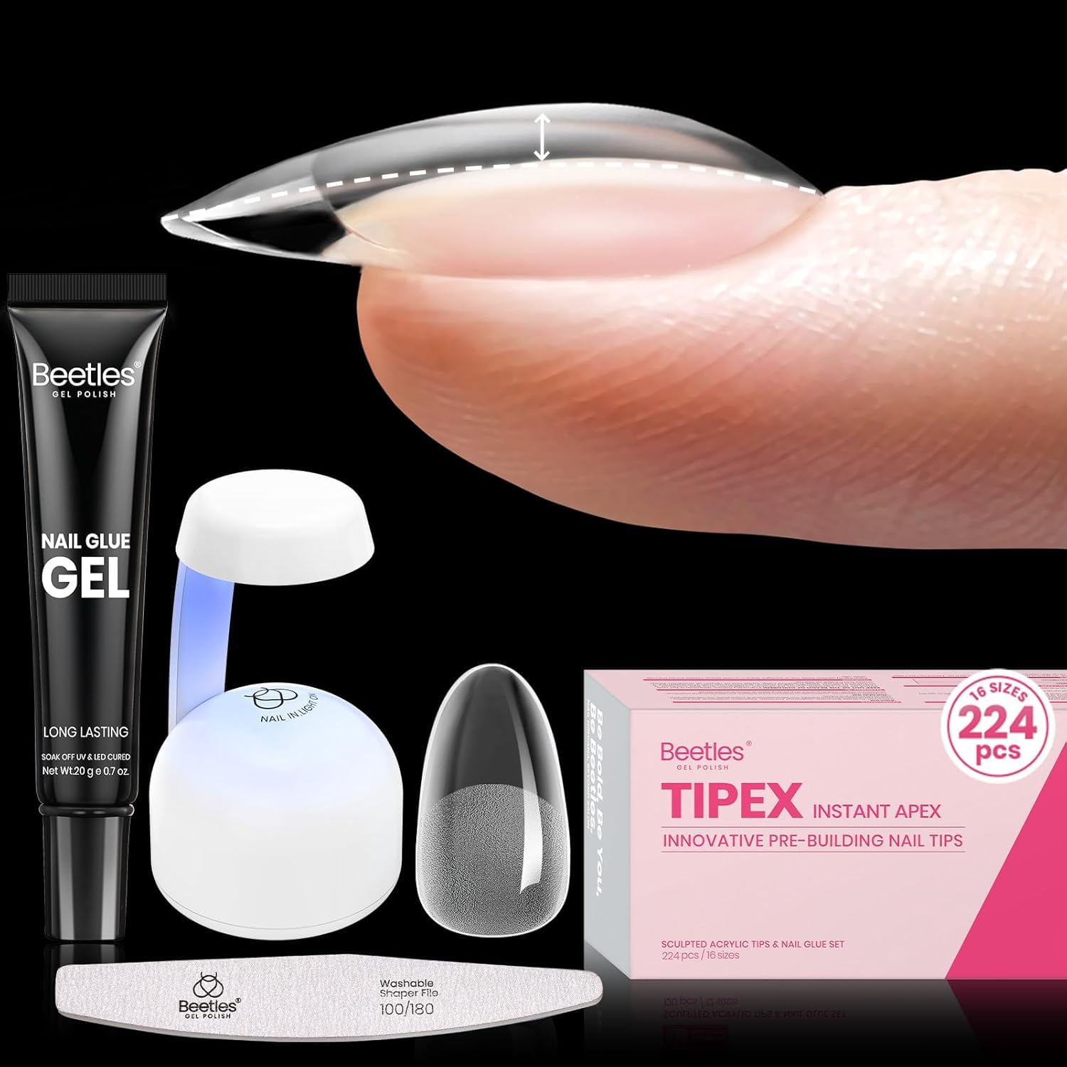 Thumbnail 6 de Beetles Tipex Instant Apex Nail Tips, Medium Almond – 512 Tips (16 Sizes, 00–14), No Builder Gel Required