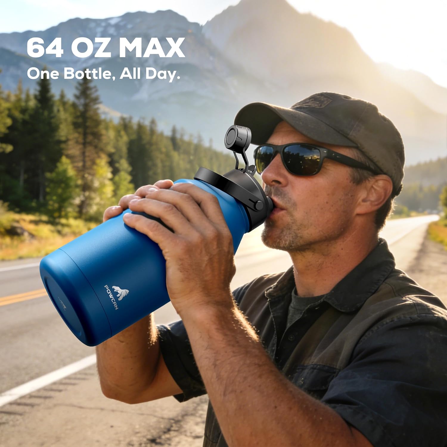 Thumbnail 5 de POWCAN 64 oz Insulated Water Bottle with 2-in-1 Lid (Midnight)