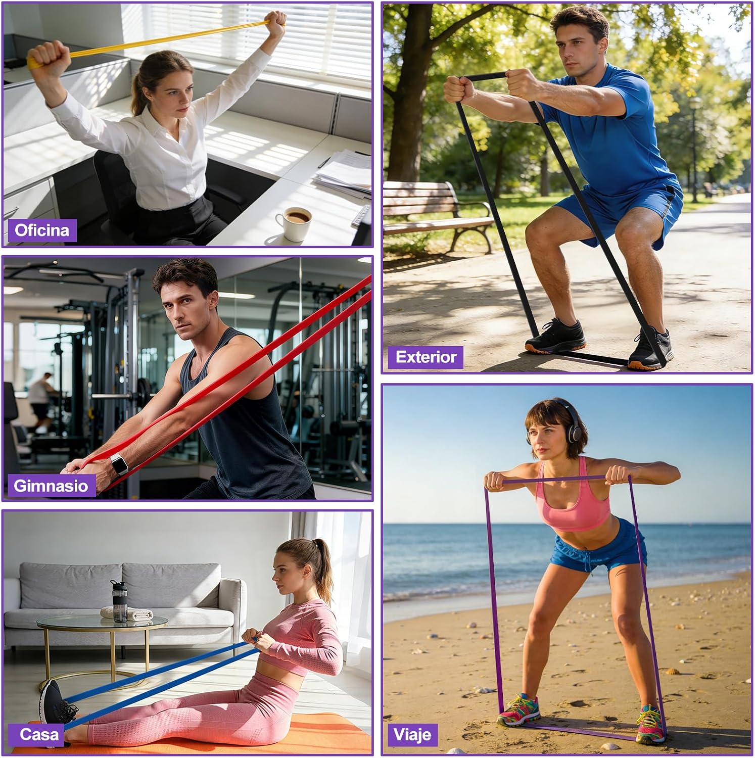 Thumbnail 6 de Fokky Gomas Elasticas Musculación de 5 Niveles con Anclaje de Puerta – Set Completo para Fuerza, Estiramiento y Calistenia