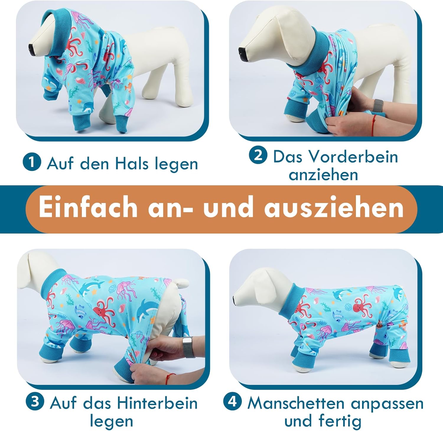 Thumbnail 4 de Katzinst Hund Pyjamas 5XL – einteiliger Hundeoverall (Blau) für großen Hund, weich & hautfreundlich