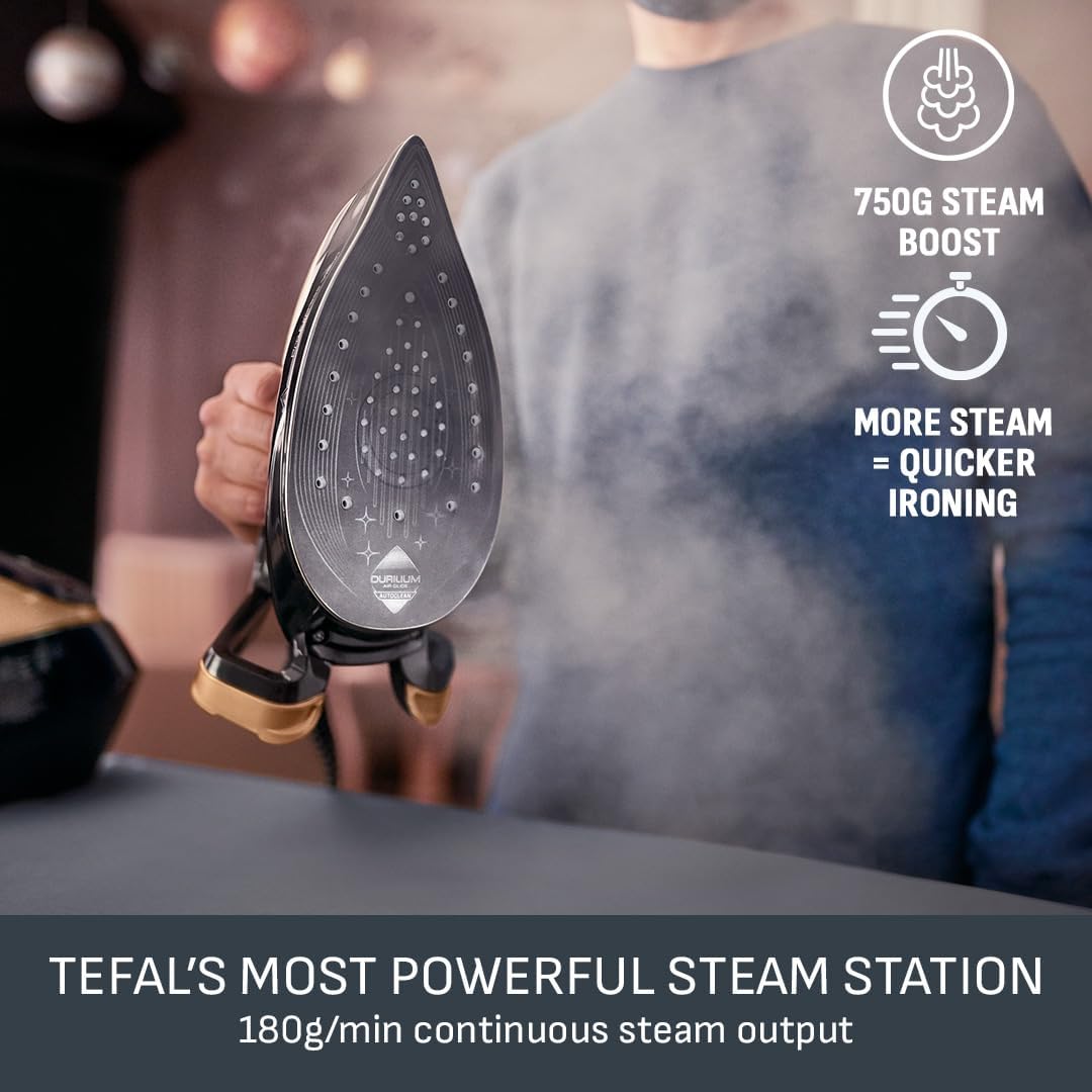 Detalle de Tefal GV9820G0 Pro Express Vision smart steam generator iron (9 bar) – black & gold