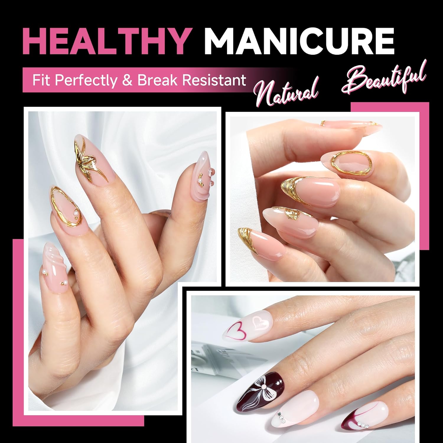 Thumbnail 1 de UNA GELLA Medium Oval Mandel Nageltips – 312 Stück, 12 Größen, Soft Gel Nail Tips ohne C-Kurve