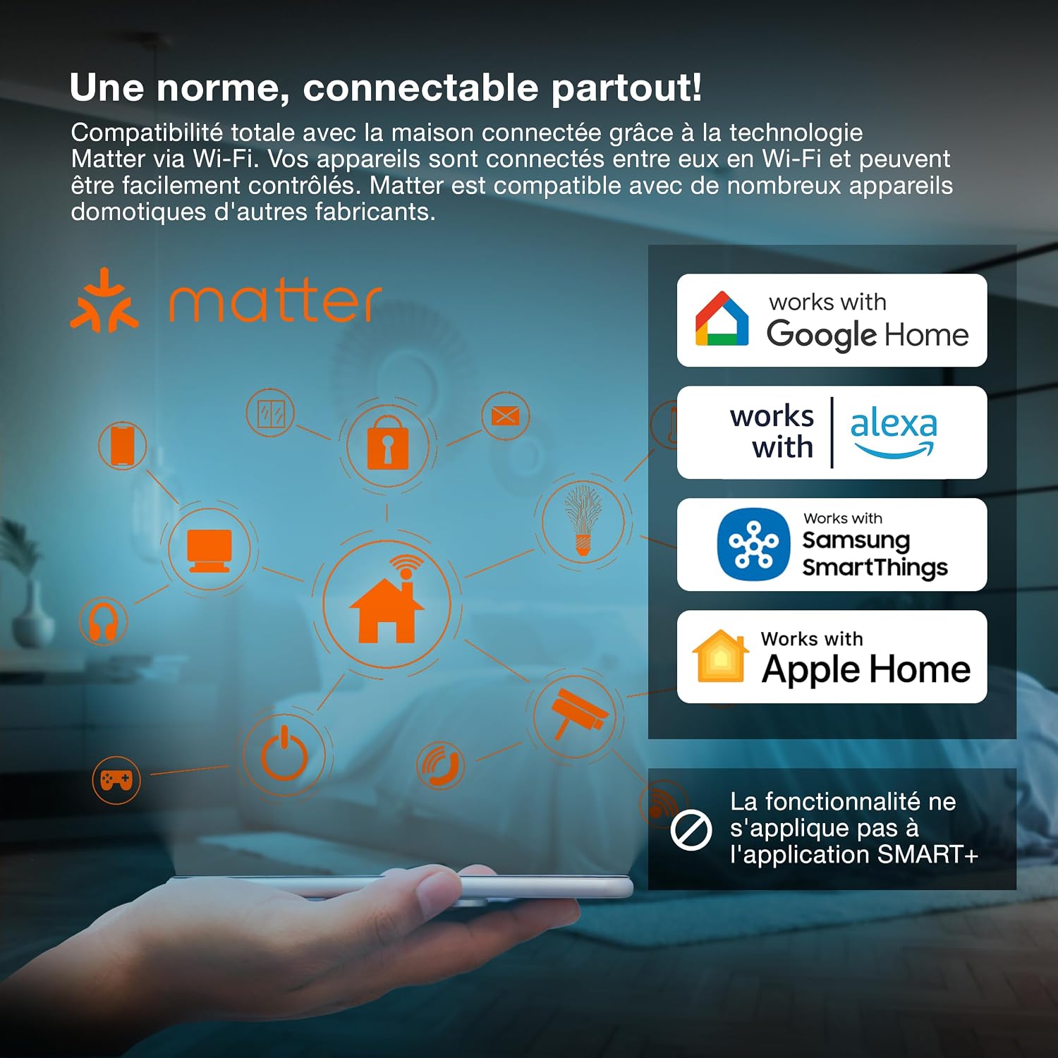 Detalle de OSRAM prise intelligente WiFi avec Matter, compatibilité Alexa et écosystèmes multiples jusqu’à 2300 W