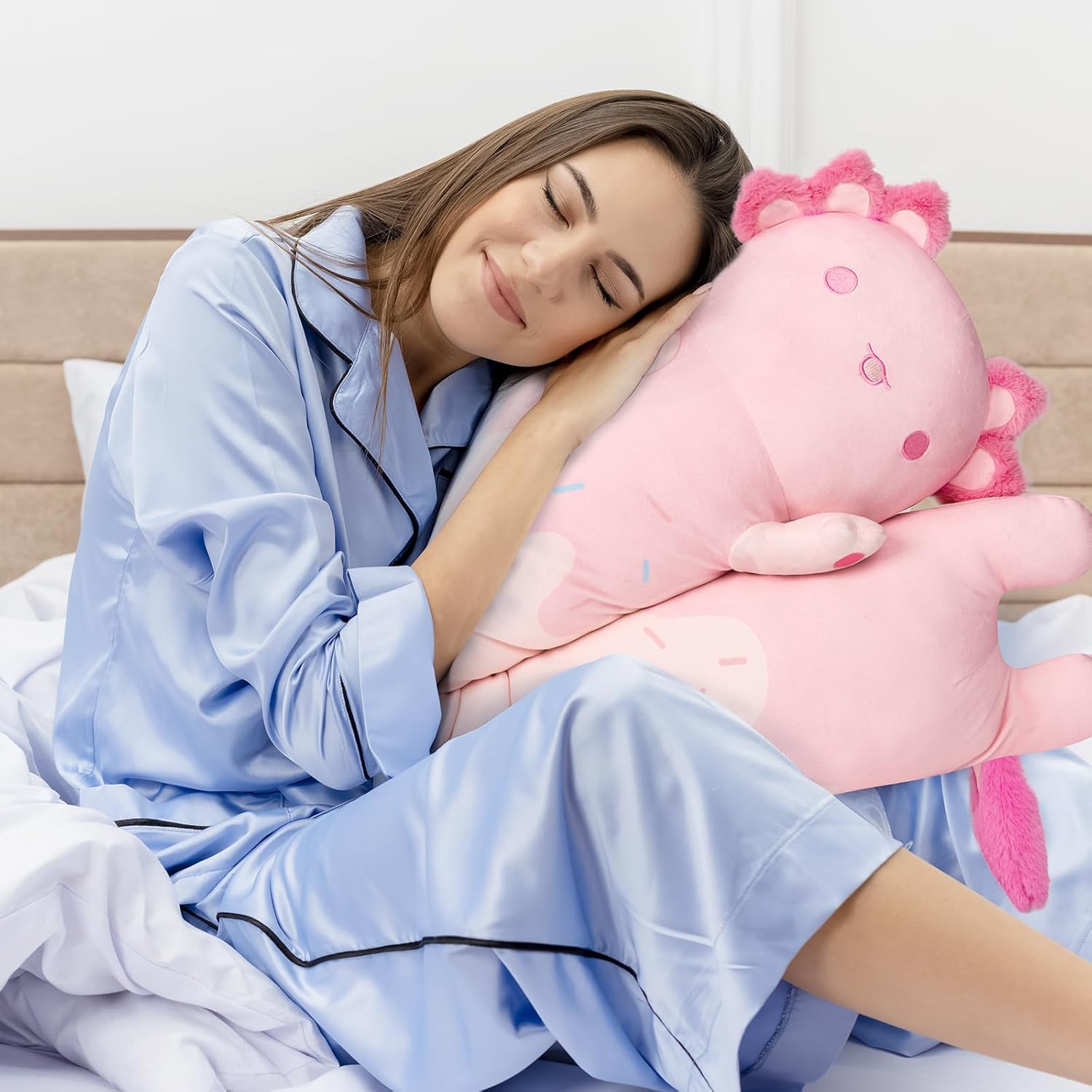 Thumbnail 1 de Mewaii Long Axolotl Plush – 5 Sizes, 120% Extra Filling Giant Body Pillow for Kids, Pink Kawaii Axolotl Stuffed Animal
