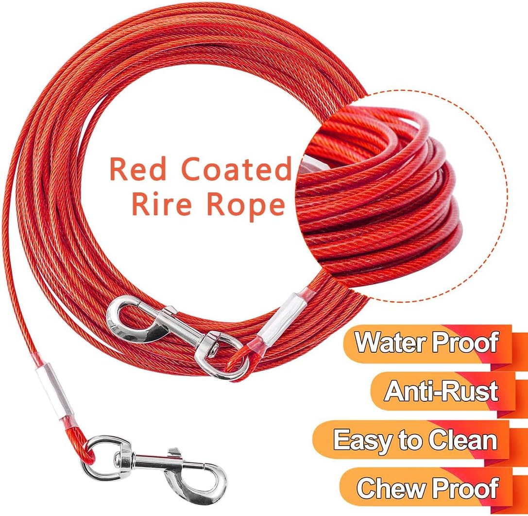 Detalle de Mi Metty Dog Tie Out Cable – Heavy Duty 50ft Chew-Proof Runner for Large Dogs