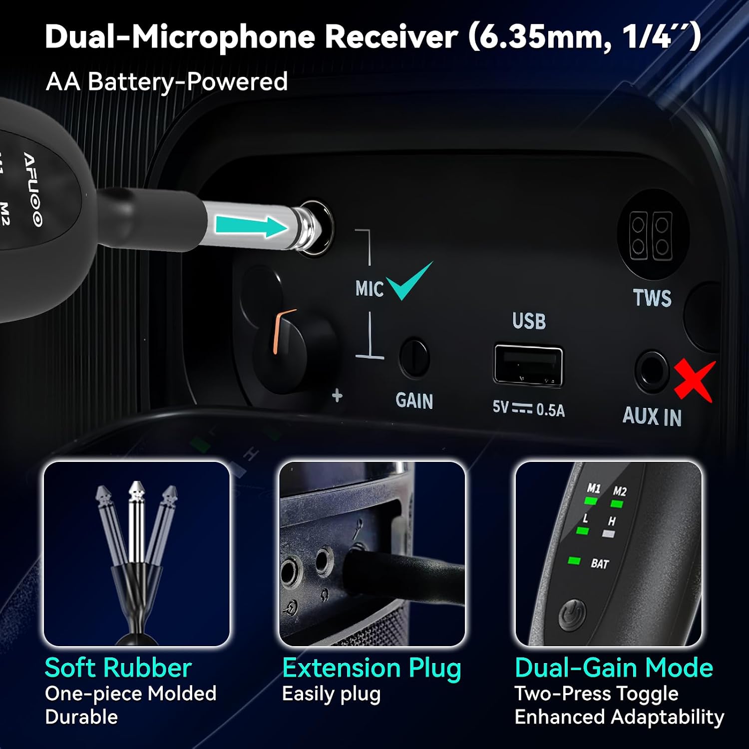 Thumbnail 4 de AFUOO W60 Pro Wireless Microphone Set, 2 Handheld Mics, 2.4 GHz