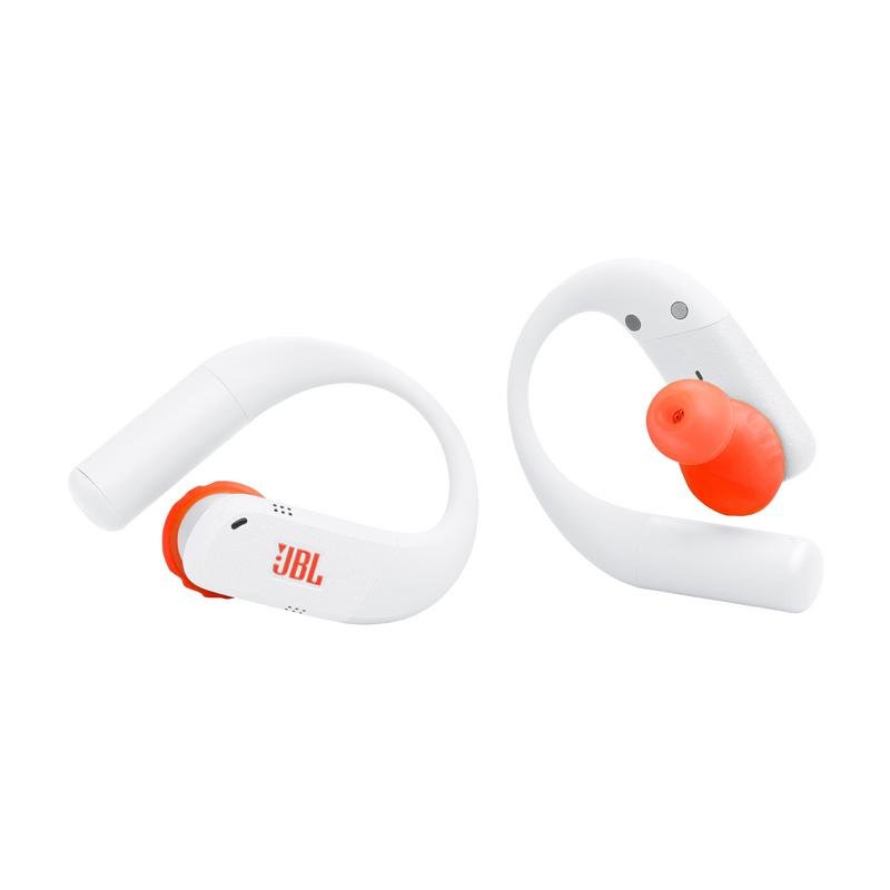 Detalle de JBL Endurance Peak 4: auriculares inalámbricos deportivos con ANC e IP68 (blancos)