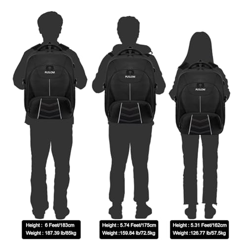 Thumbnail 6 de Sac à Dos Homme Grand 55L 18,4 Pouces USB Anti-Vol Imperméable – PUSLOM Noir