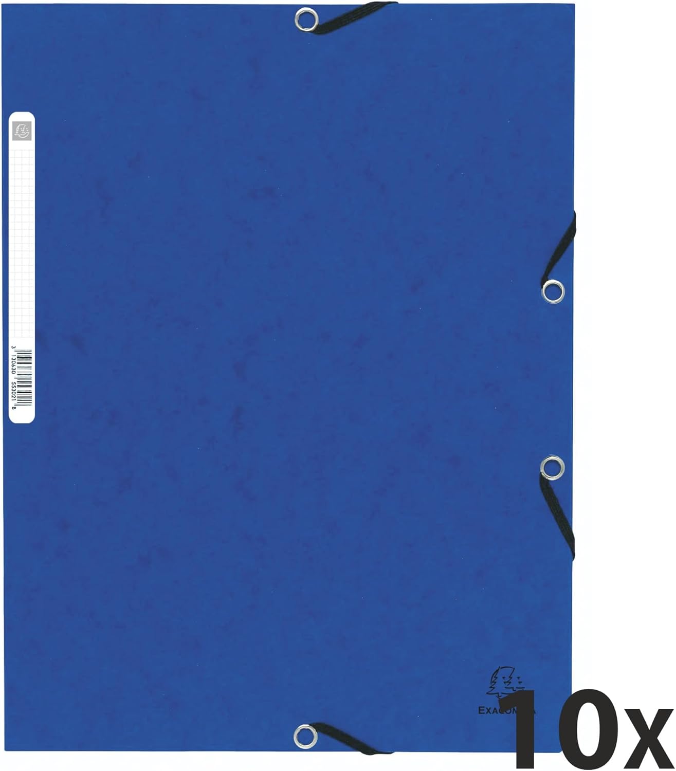 Detalle de Exacompta Réf. 55302E – Paquet de 10 chemises à élastiques 3 rabats, bleu, format A4 (24 x 32 cm) – carte lustrée 355 g/m²