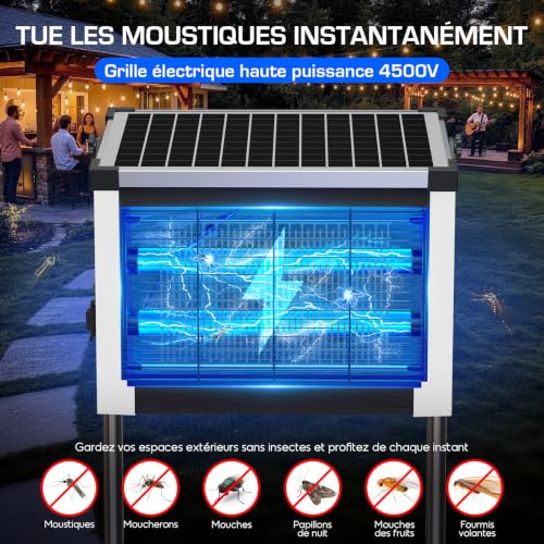 Detalle de Dnenellr Lampe Anti Moustique Extérieur Solaire, Étanche IPX5 (Blanc) – Design autonome et efficace