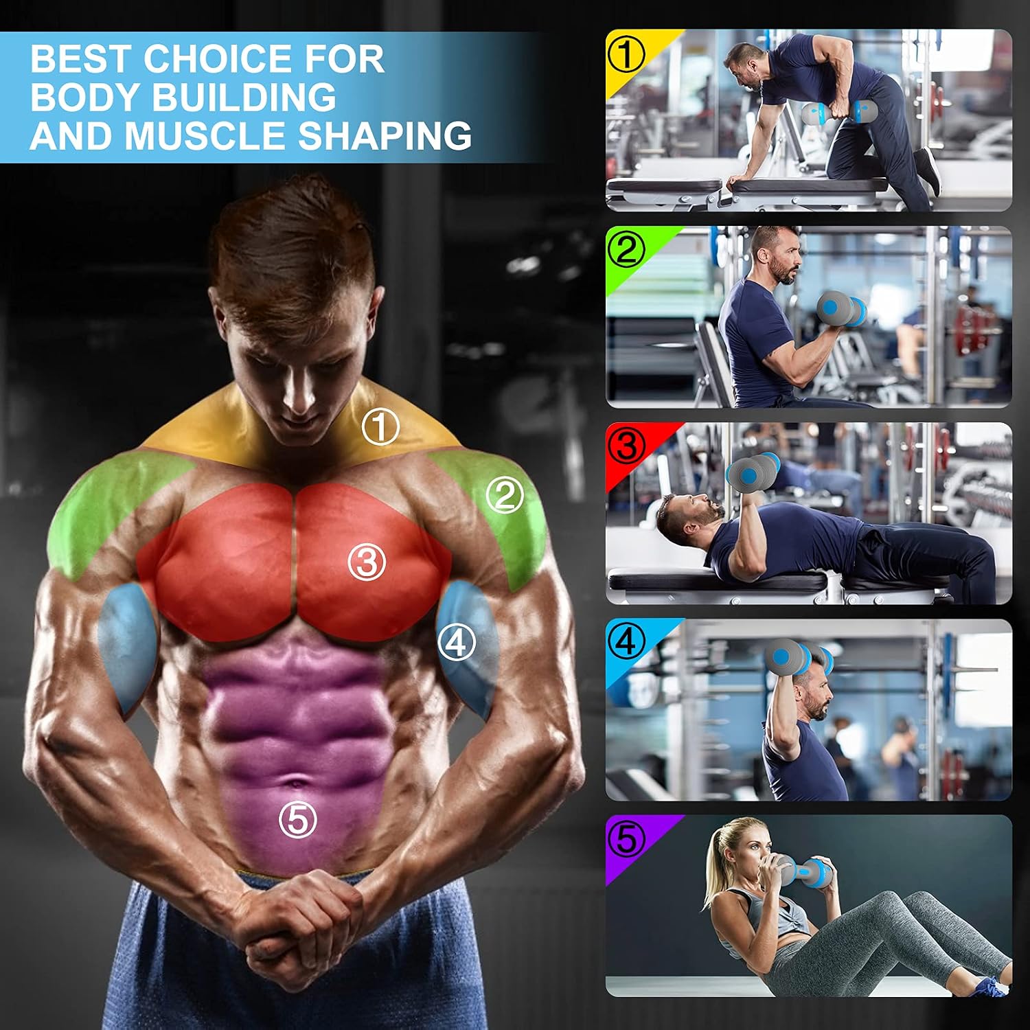 Thumbnail 5 de VAZILLIO Adjustable Dumbbell Set 5kg pair