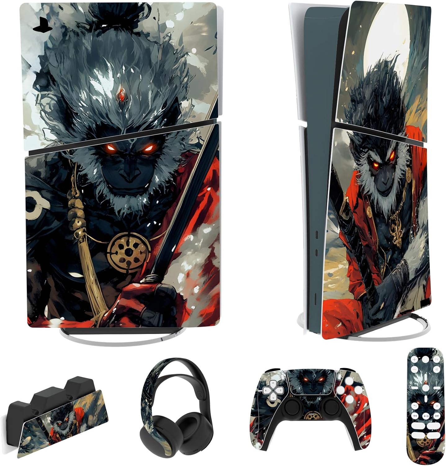 Detalle de playvital Full Set Skin for PS5 Slim Fallen Wukong