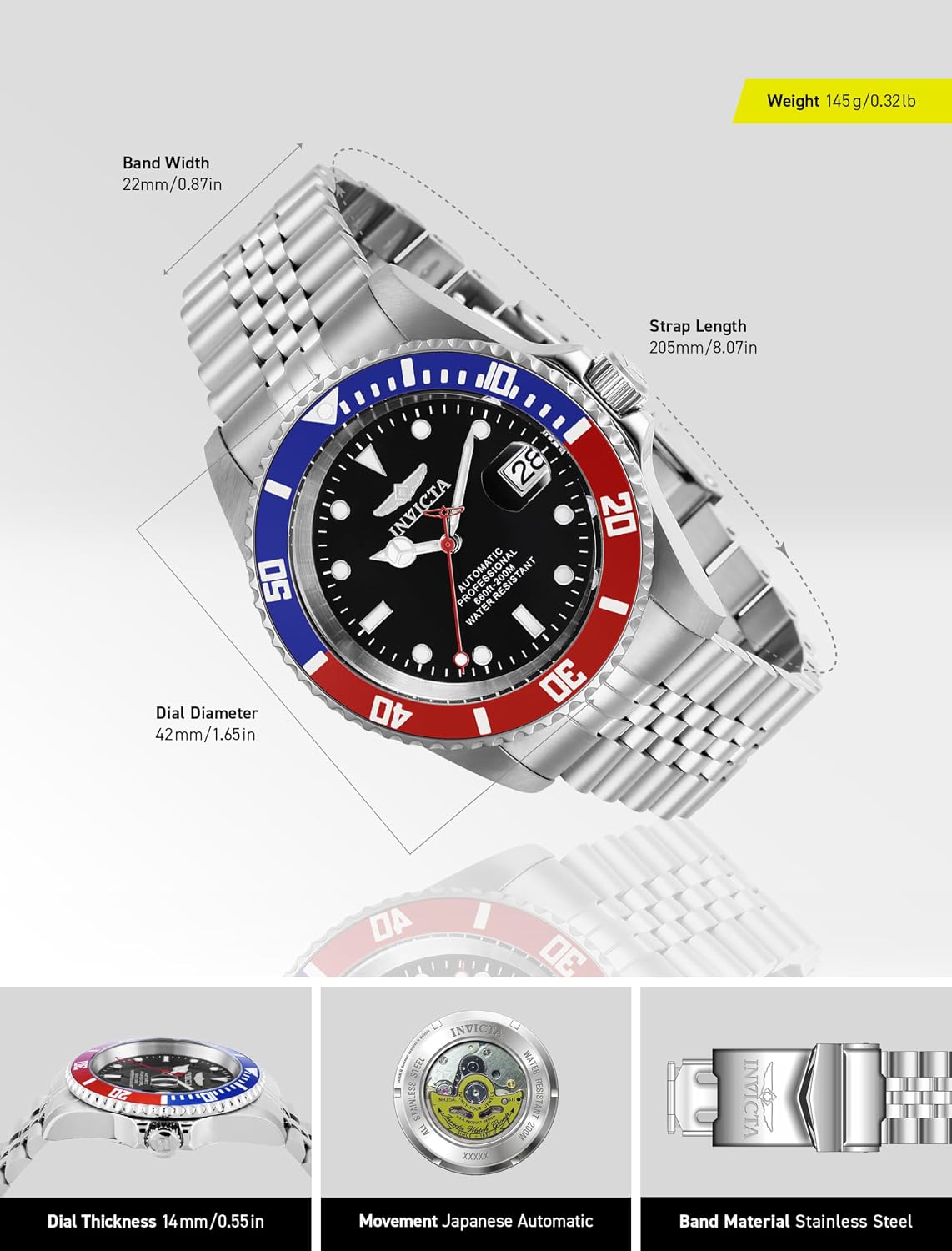 Thumbnail 2 de Invicta Pro Diver Montre Homme – Mouvement Automatique, Acier Inoxydable, 42 mm