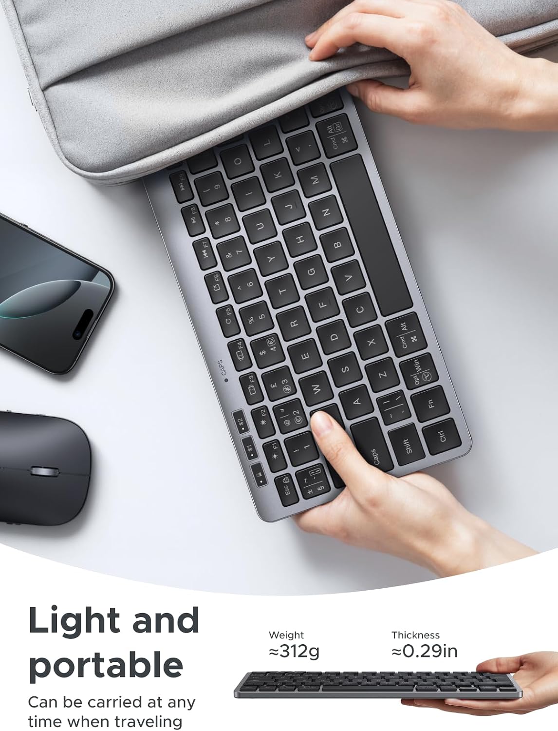 Detalle de UGREEN Wireless Keyboard Bluetooth 5.3, 500‑day battery ⌨