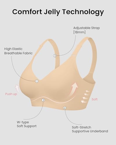 Thumbnail 4 de HORISUN Wireless Push Up Full Coverage Bra - Dark Skin, M, Seamless Comfort