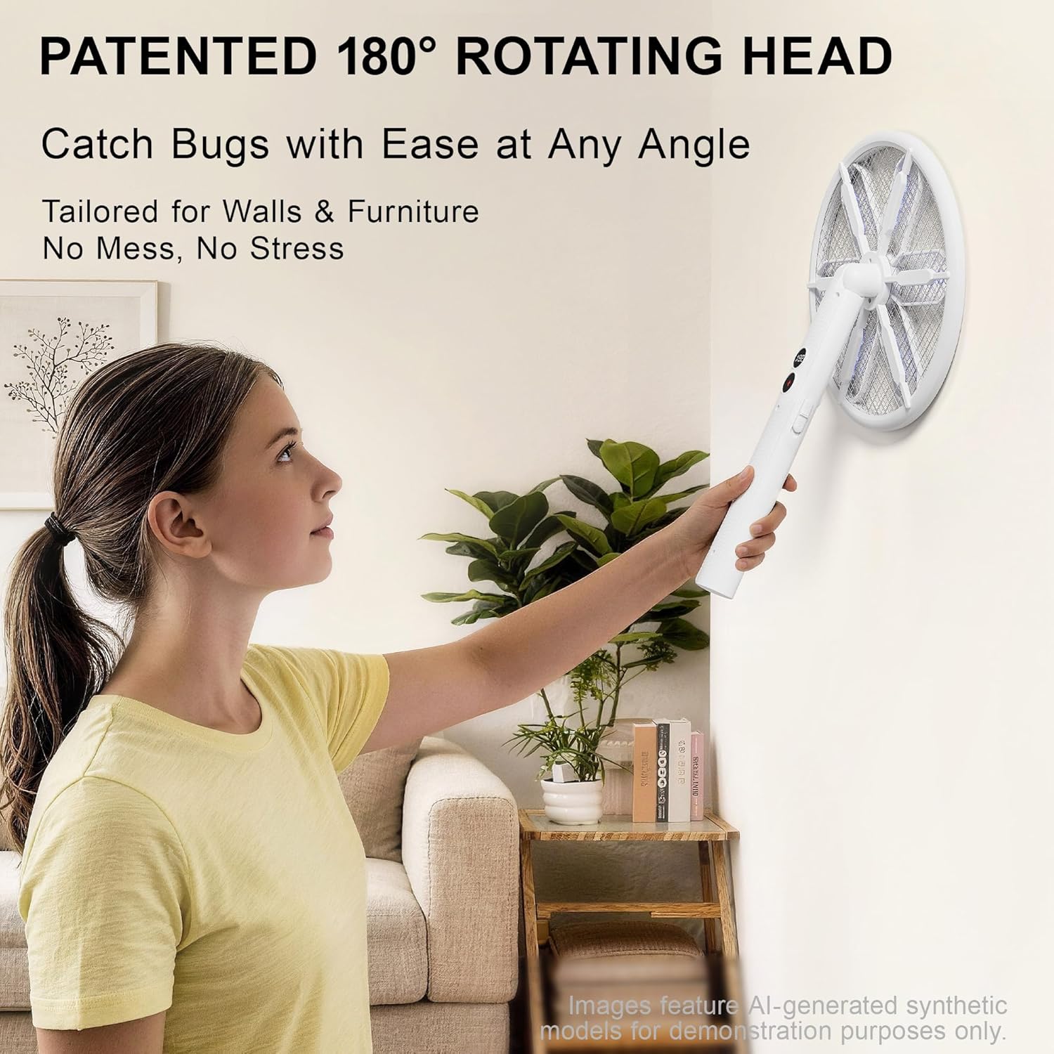 Thumbnail 2 de WowCatch Rotating Head Electric Fly Zapper with Telescopic Handle (16"–40") and 4000V