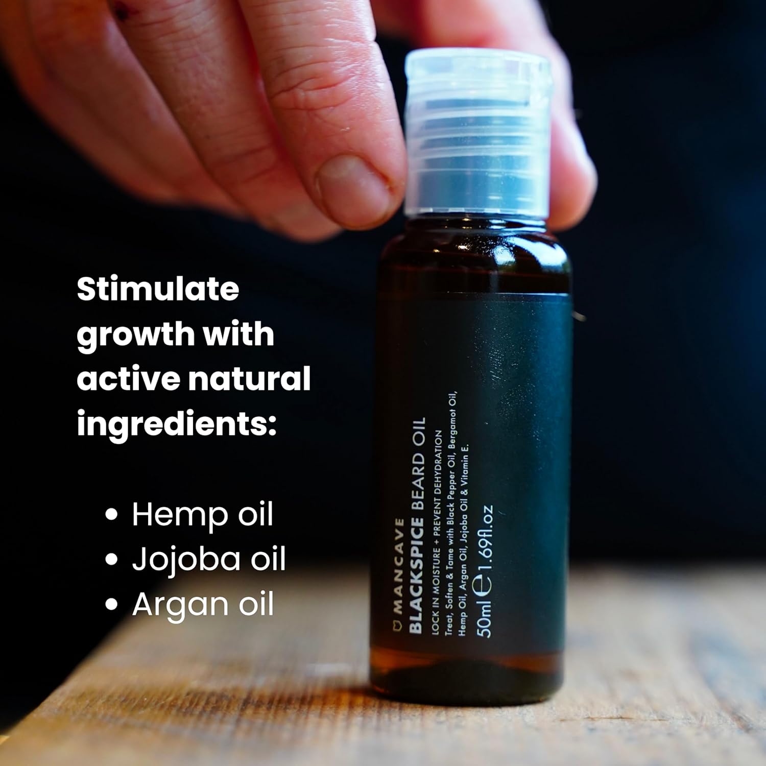 Thumbnail 1 de ManCave Olio Barba Blackspice 50ml – nutriente leggero con olio di Argan, Bergamotto e Canapa