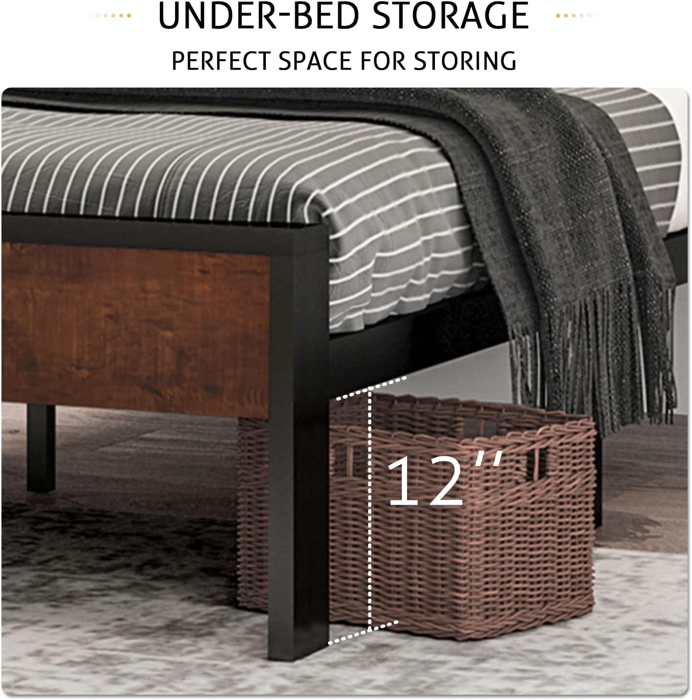 Detalle 2 de SHA CERLIN Metal Platform Bed Frame, 14-Inch