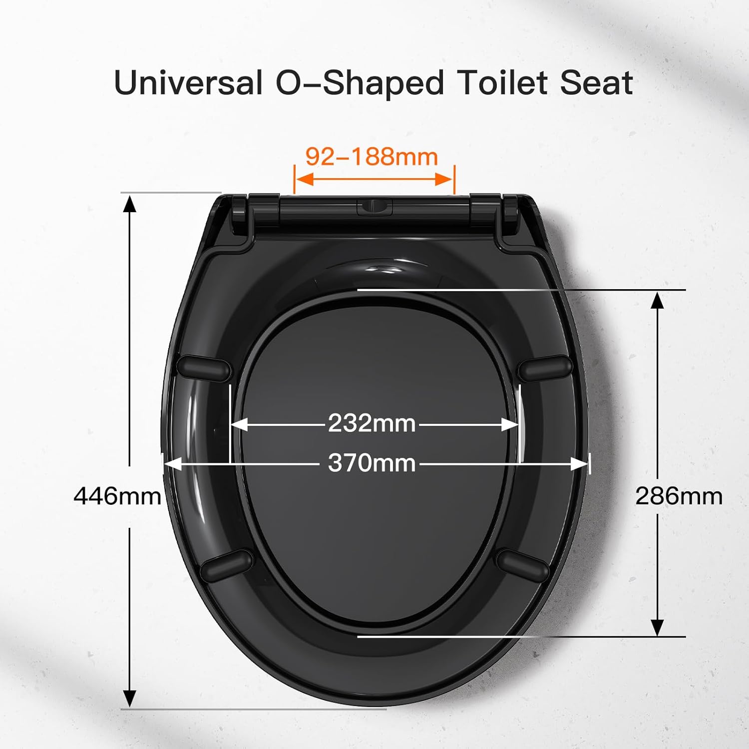 Detalle de Sedile WC Copriwater Universale con Chiusura Ammortizzata in Urea-Formaldeide – Nero