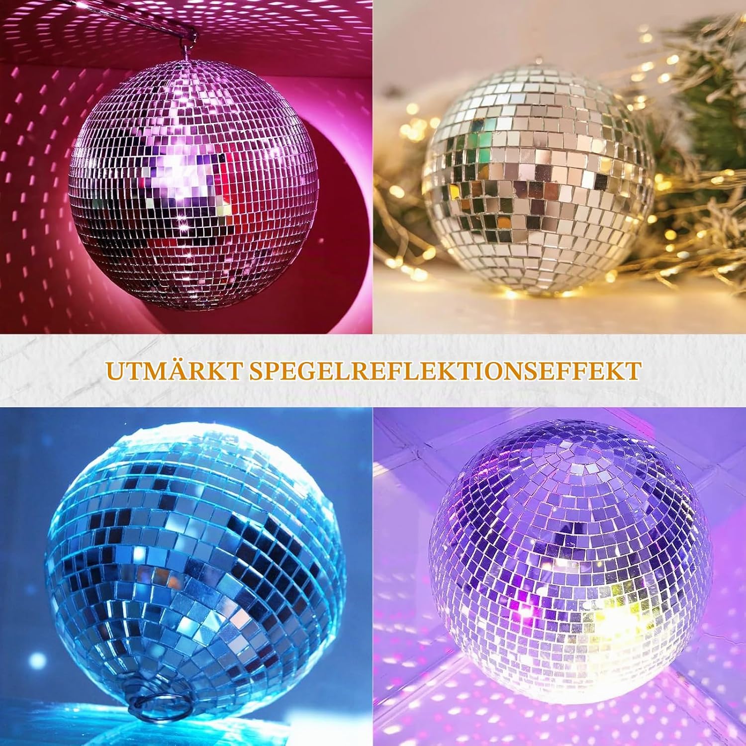 Detalle de Connextion discokulor, 25 minikulor i fyra storlekar med 20 m snöre