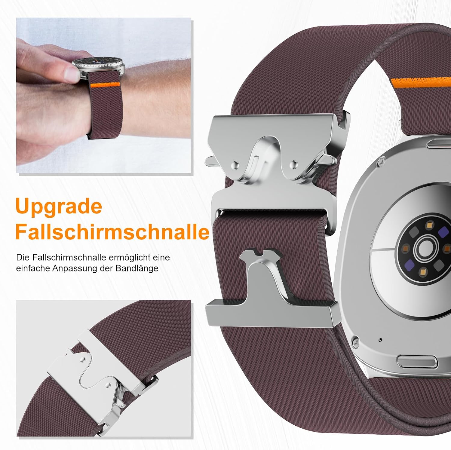 Thumbnail 1 de Hexasider stretchy nylon strap with parachute-style buckle for Samsung Galaxy Watch 8 / 8 Classic (40mm, 44mm, 46mm)