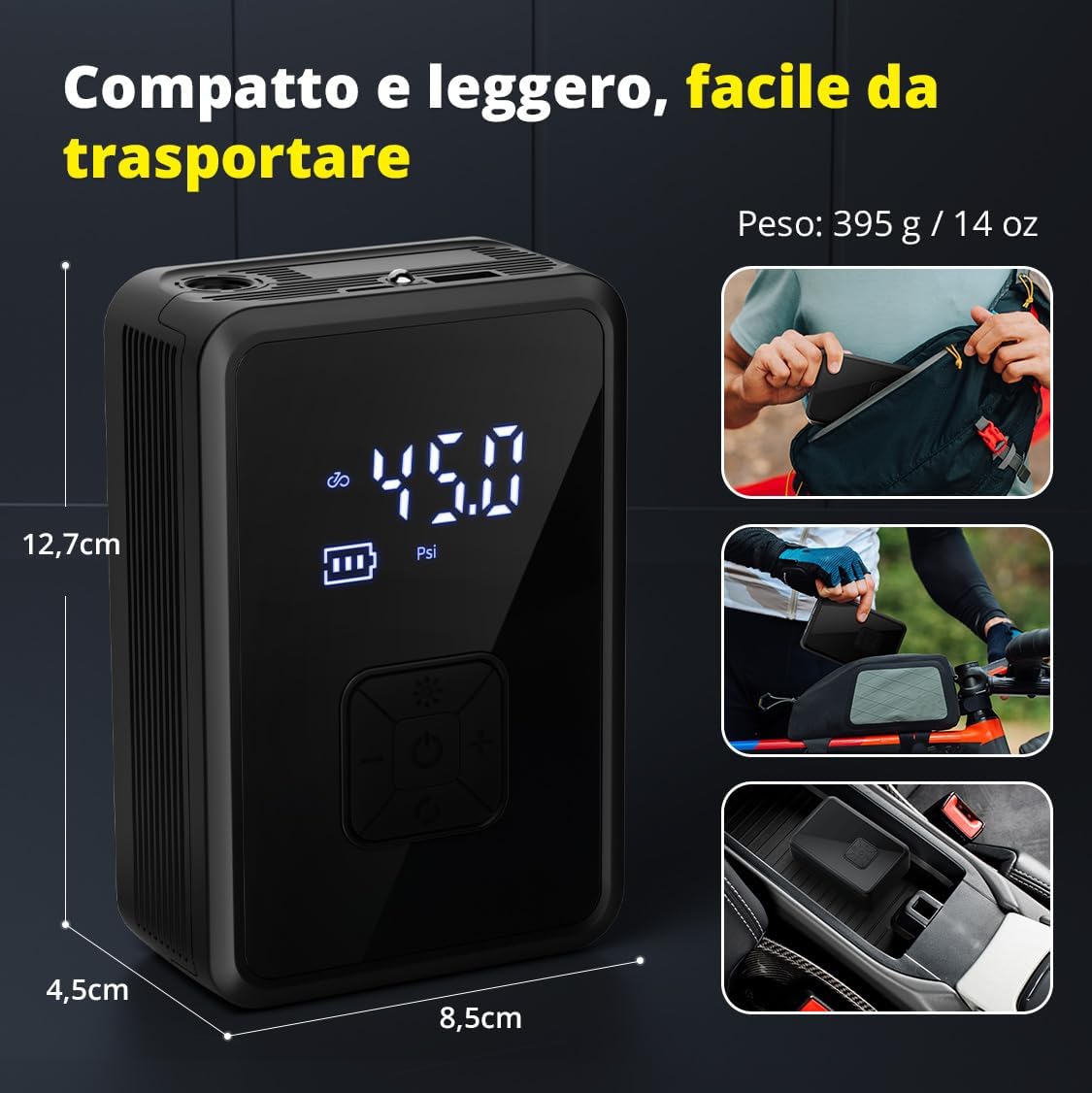 Thumbnail 5 de Oasser Mini Compressore Portatile 150 PSI con LCD e torcia