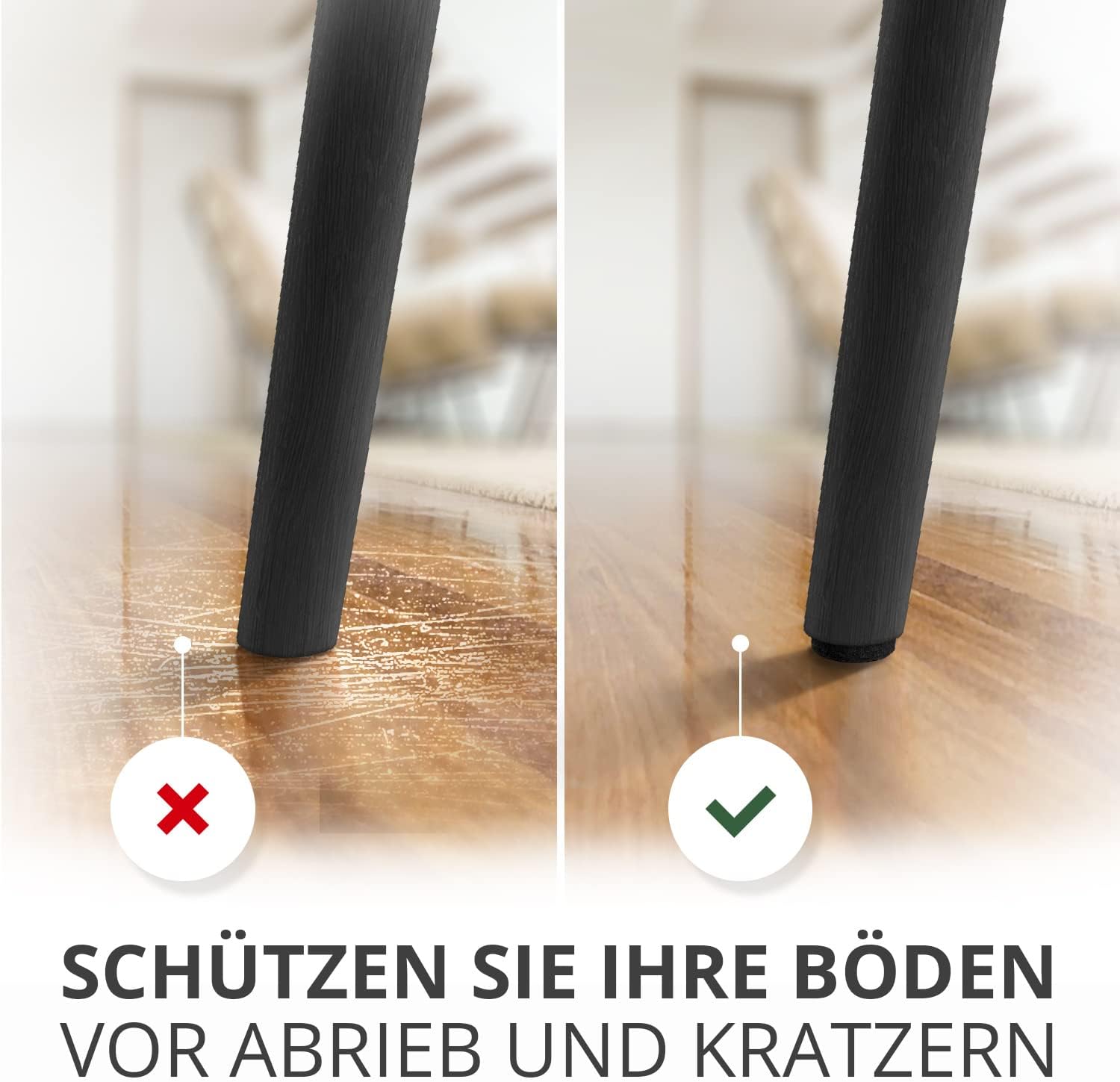 Detalle de X-Protector Filzgleiter selbstklebend in Schwarz – 235 Stück Großpackung für Möbelgleiter