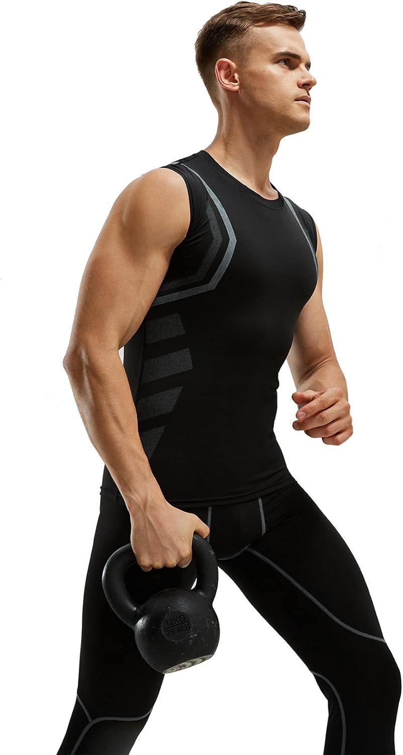 Thumbnail 3 de AMZSPORT Canotta Compressione Uomo a asciugatura rapida con logo riflettente