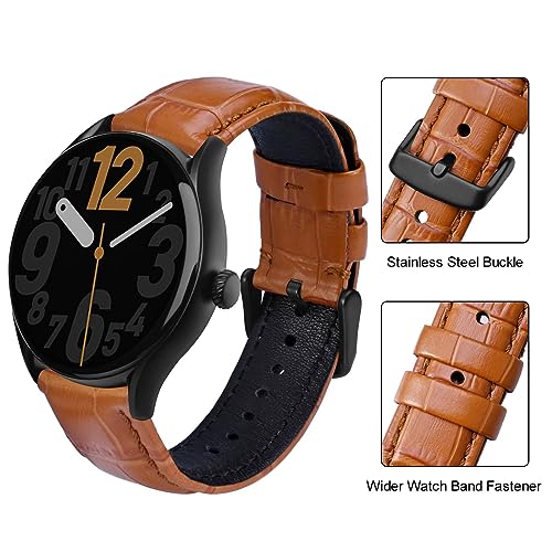 Detalle de ANNEFIT cinturino in pelle 18 mm a sgancio rapido, marrone chiaro e fibbia nera