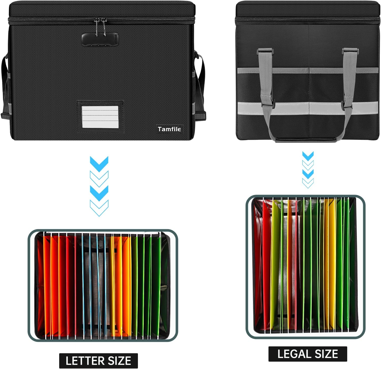 Thumbnail 2 de Tamfile feuerfeste und wasserfeste Dokumentenbox mit Schloss – zusammenklappbar, schwarz