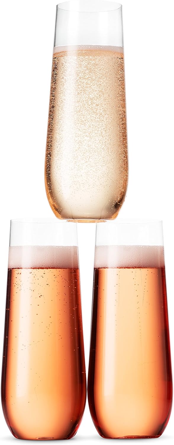 Thumbnail 4 de Munfix 48-Pack Stemless Clear Plastic Champagne Flutes (9 oz) — Disposable, Shatterproof, BPA-Free