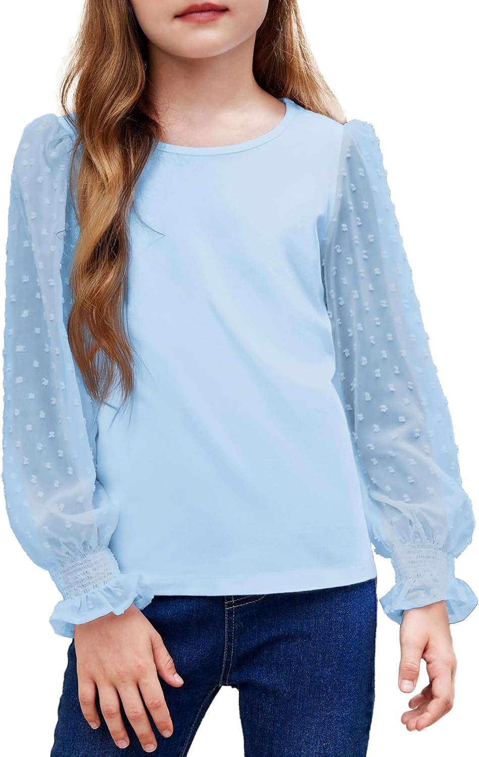 Thumbnail 6 de Chemise manches longues fille Arshiner (5 à 12 ans) en coton mélangé avec poignets à volants et col rond