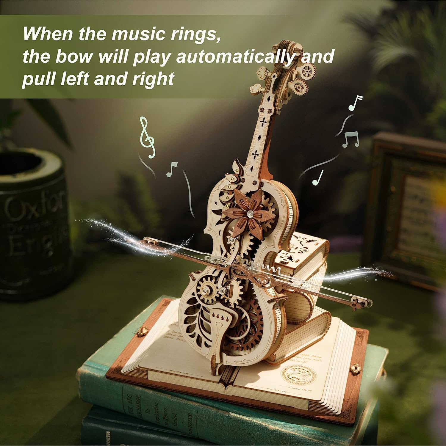 Detalle 2 de ROBOTIME Cello Magique AMK63ROBOTIME 3D-houten muziekdoos met tandwielen
