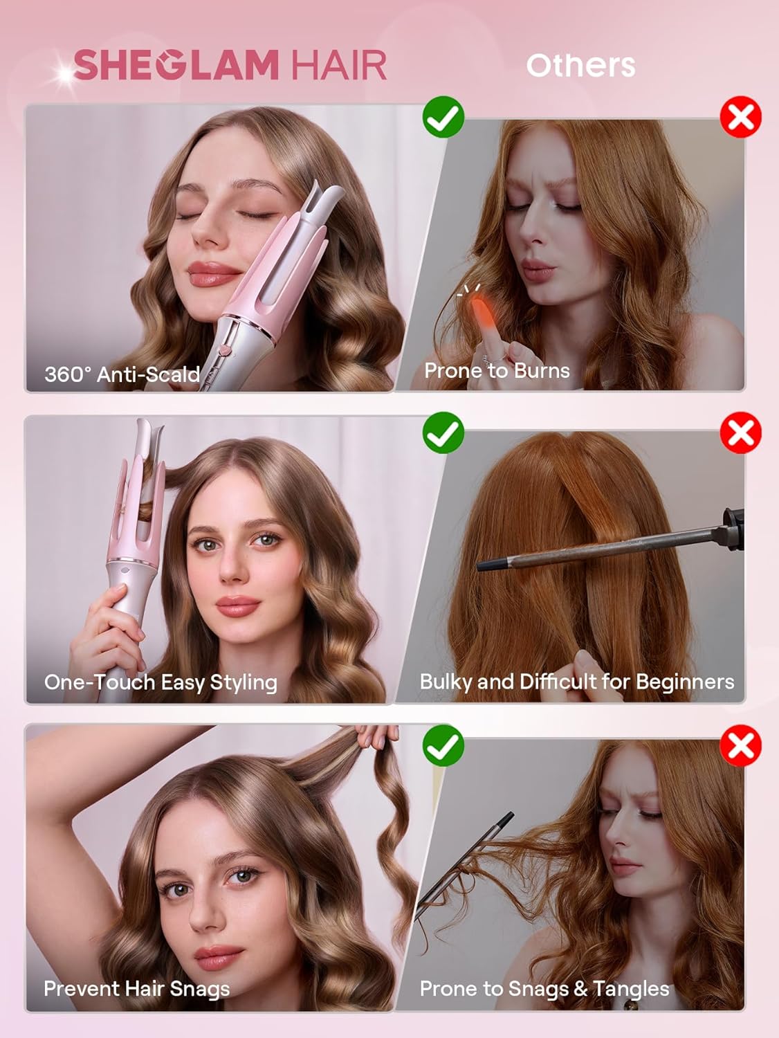 Detalle 2 de Sheglam Automatic Curling Iron with Ceramic Coating (19mm) – 3 Temperatures 170–210°C