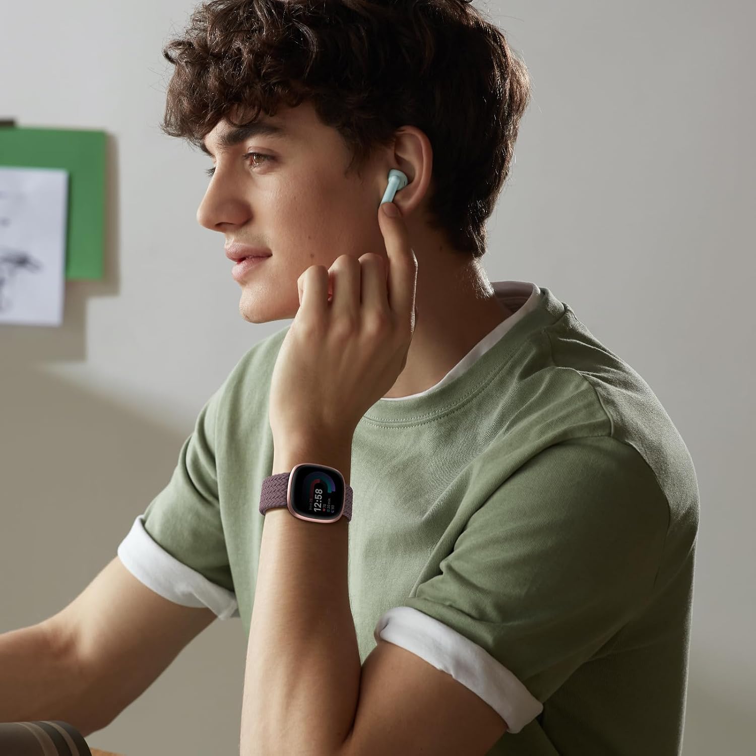 Thumbnail 5 de Higgs braided magnetic strap for Fitbit Versa 4 / Versa 3 / Sense 2 / Sense (nylon elastic replacement band)