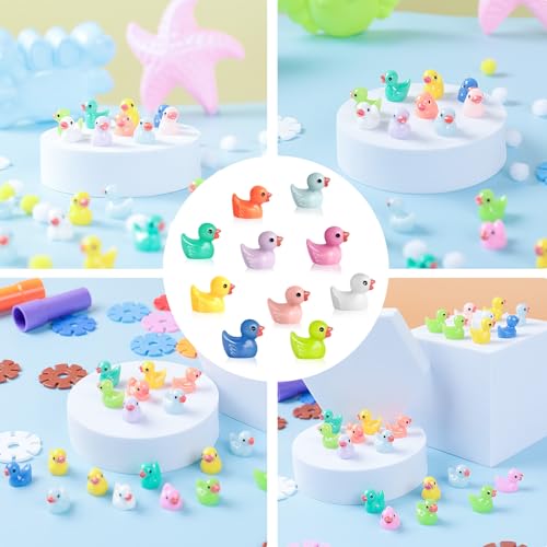 Detalle 2 de AiQInu lot de 100 mini canards en résine, 10 couleurs, 1,6 x 1,8 cm