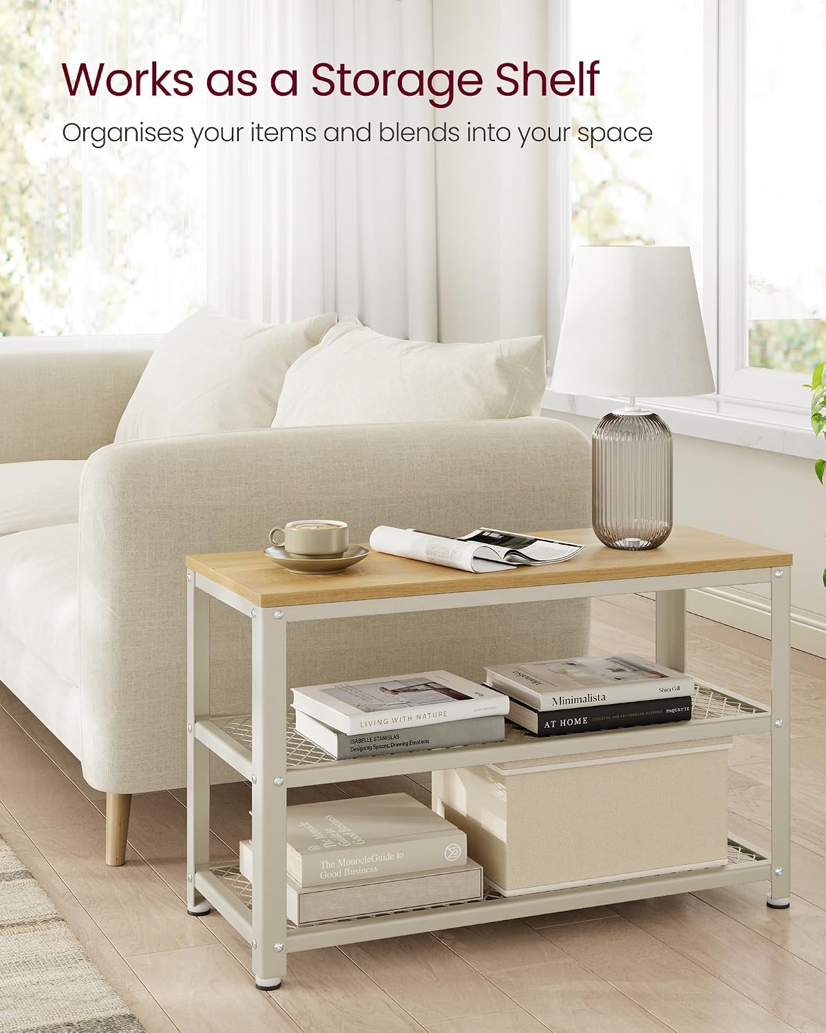 Thumbnail 6 de VASAGLE Daxton Collection LBS073W09 Shoe Bench with Seat, 2 Mesh Shelves