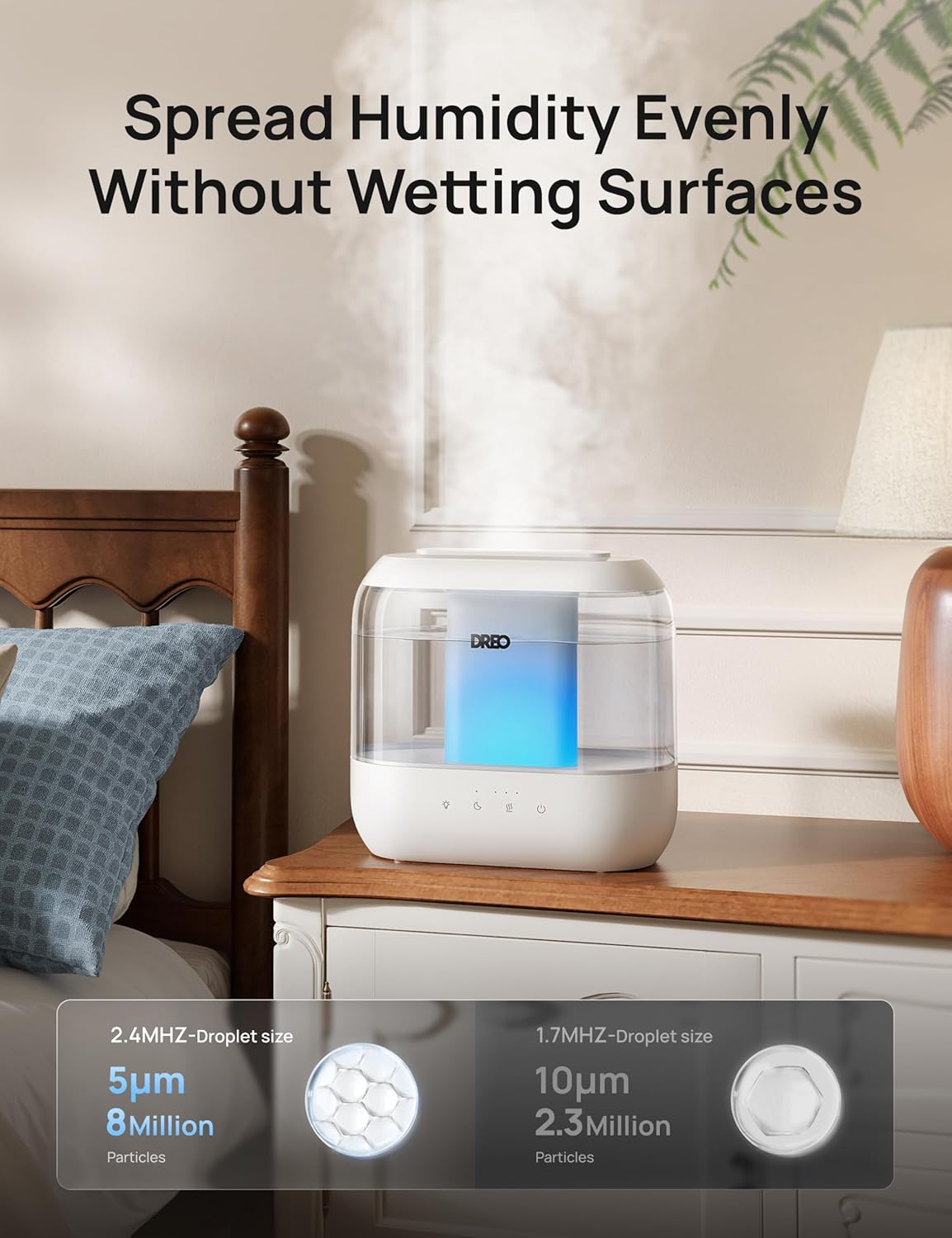 Thumbnail 3 de Dreo 4L Humidifier for Large Bedroom — 36H runtime