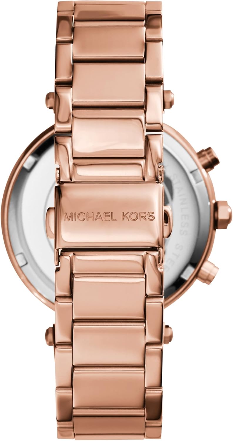 Detalle de Michael Kors Parker Damenuhr – Quarz-Chronograph mit Edelstahl- oder PVC-Armband