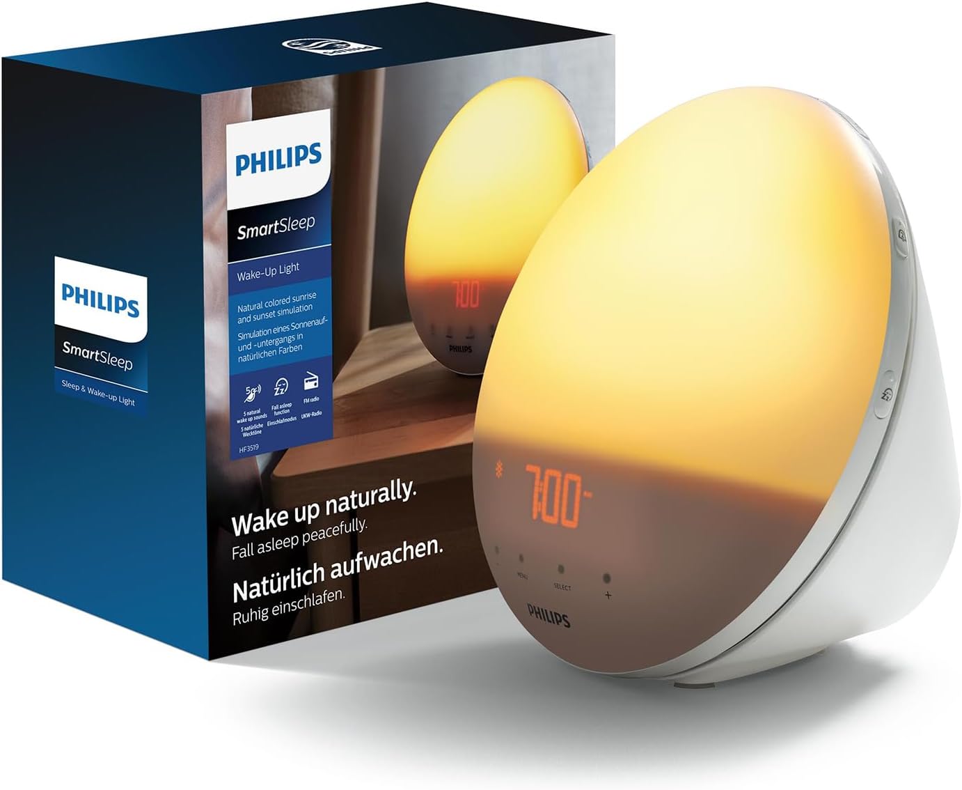 Thumbnail 6 de Philips HF3519/01 Wake-up Light con alba solare, radio FM digitale e sveglia con luce diurna (bianco)