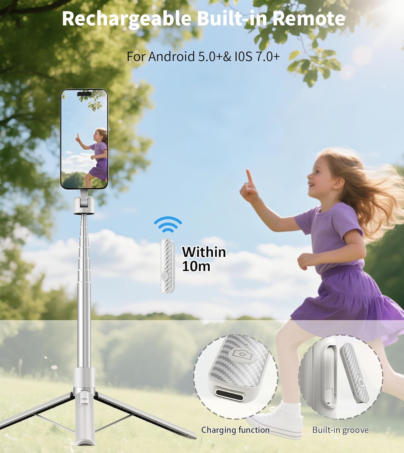 Detalle 2 de TONEOF 68-inch Magnetic selfie stick tripod