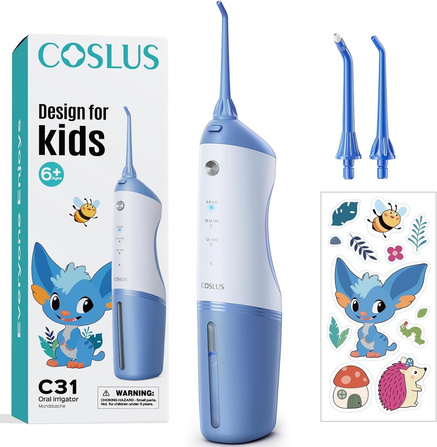 Thumbnail 6 de COSLUS C31 Kids Water Flosser Deep Cleaning – 4 Modes, 2 Tips, Safe for Gums (Pink/Purple)