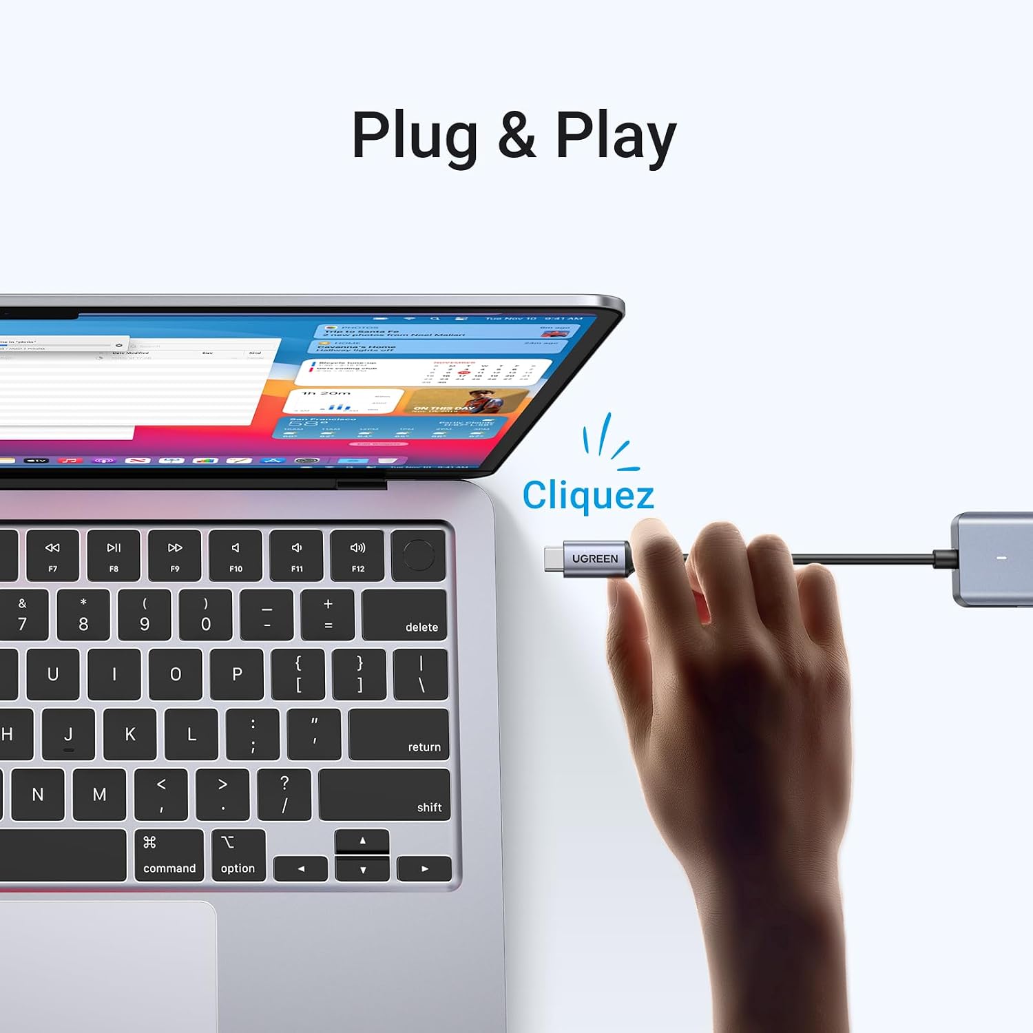 Detalle 2 de UGREEN Hub USB C 4 ports 15 cm