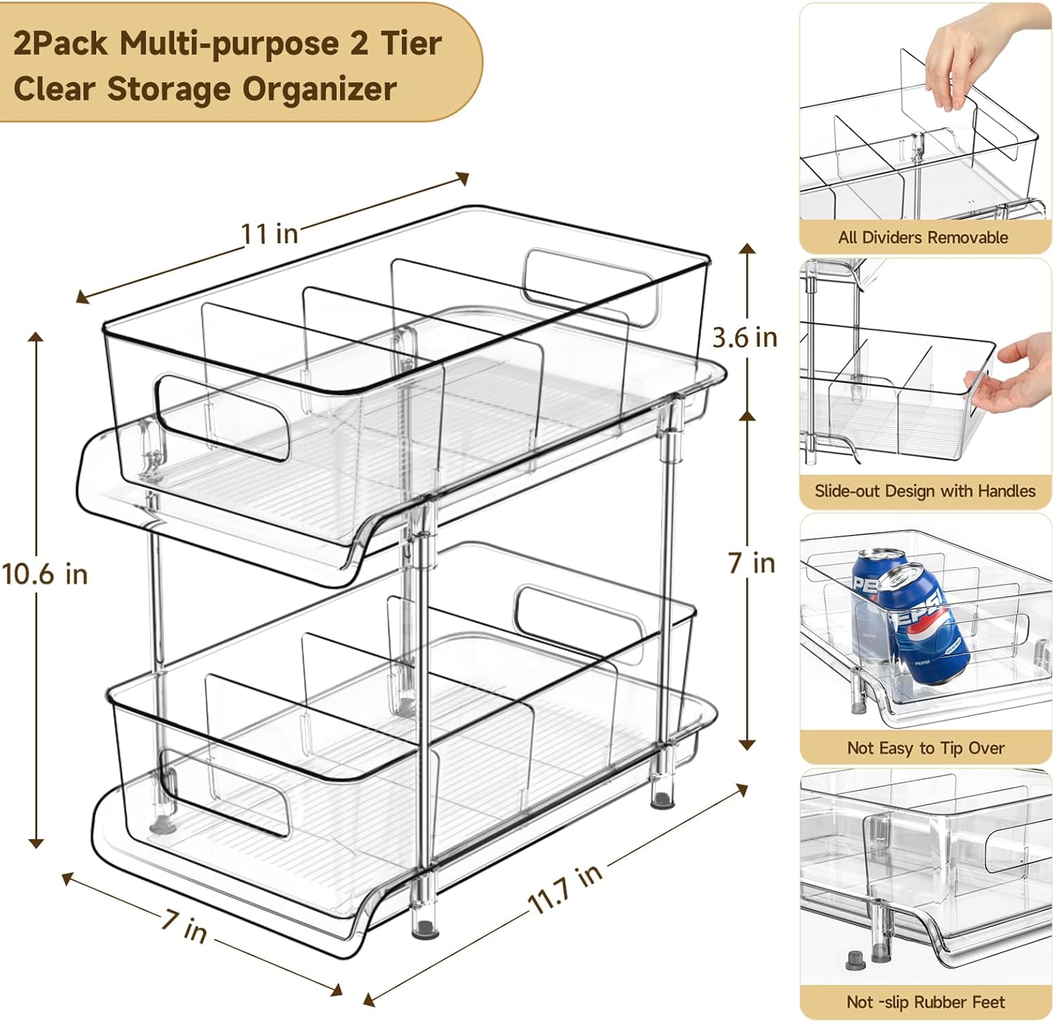 Detalle de HIHEGD 2-Tier Bathroom Organizer with Dividers