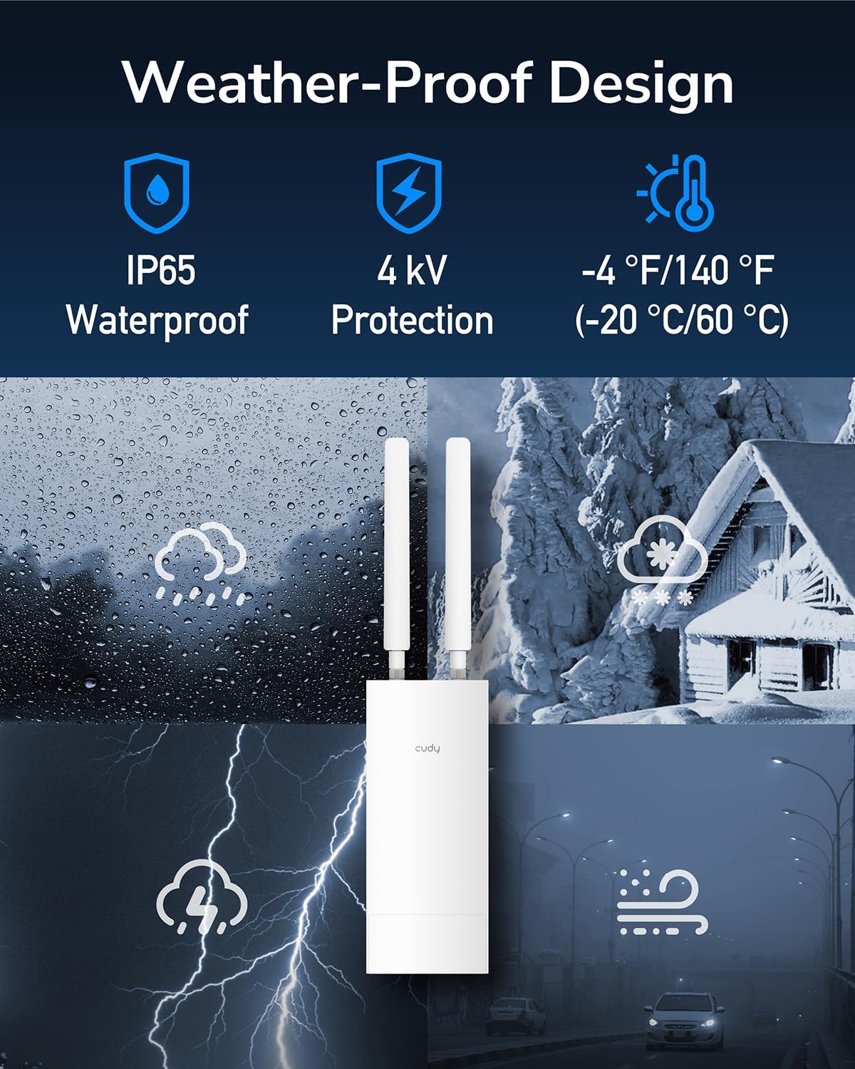 Thumbnail 3 de Cudy Modem Router 4G LTE Cat 4 Outdoor LT500-Outdoor sbloccato con Wi‑Fi AC1200, slot SIM e PoE passivo