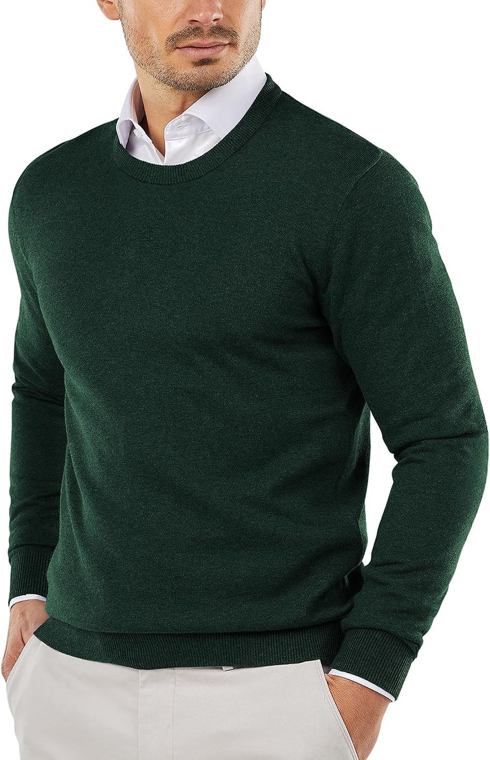Detalle de COOFANDY Herren Pullover Rundhals Strickpullover