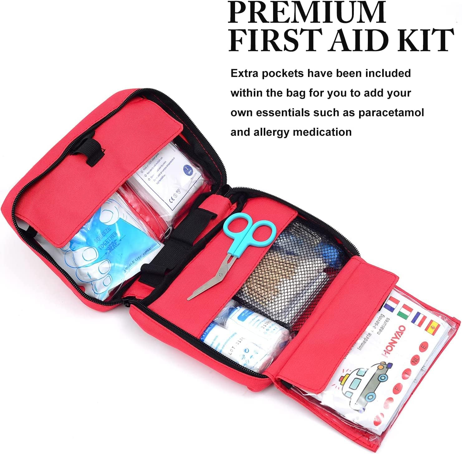 Detalle 2 de HONYAO First Aid Kit 220 Pcs with Premium Waterproof Nylon Shell