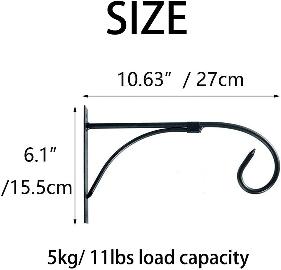 Thumbnail 4 de NUPTIO 2 Pcs Hanging Basket Brackets – Outdoor Iron Wall Hooks in Black